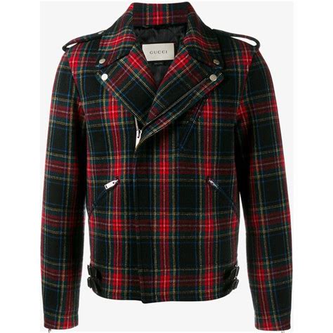 gucci plaid biker jacket|Gucci wrap leather jacket.